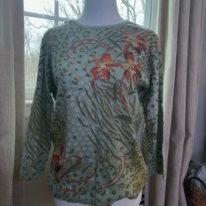 Long sleeve floral shirt.